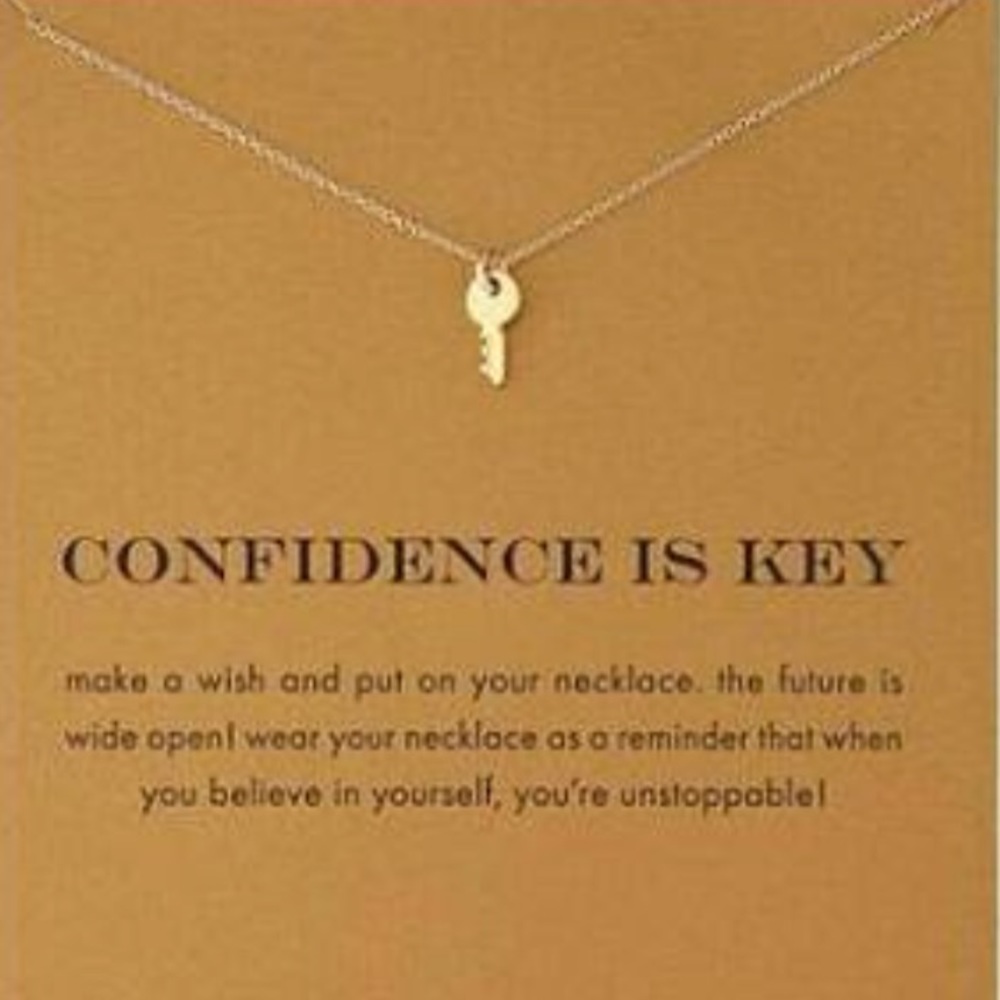 New Key Pendant Necklace with Confidence Message - Picture 2 of 4